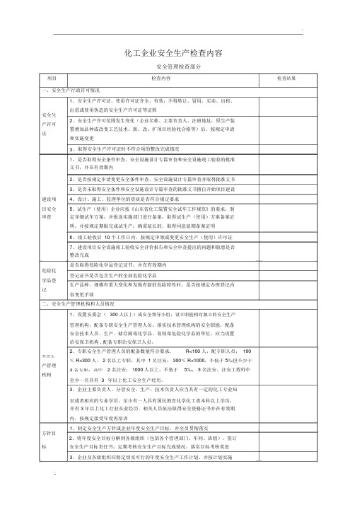 化工企业安全生产检查内容