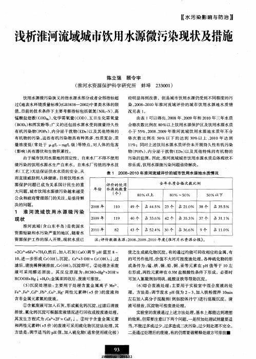 浅析淮河流域城市饮用水源微污染现状及措施