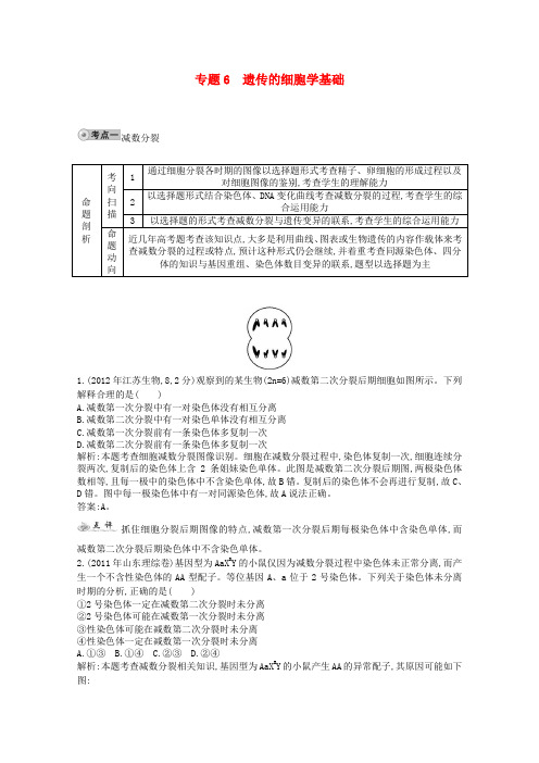 【人教版】2014届高三生物一轮复习 配套试题汇编 专题6 遗传的细胞学基础 