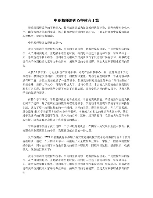 中职教师培训心得体会3篇