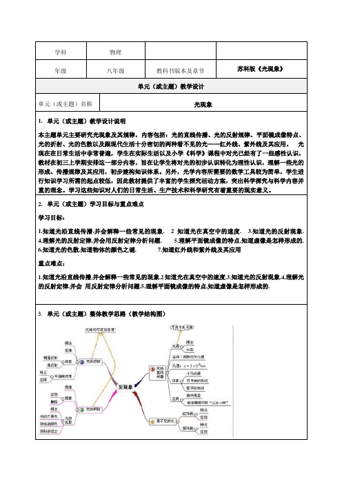 八年级物理《光现象》》精品教学设计-优质教案(推荐)