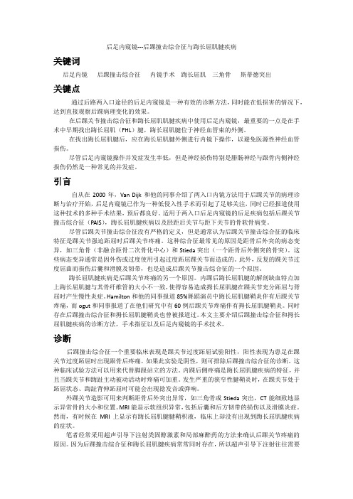 后足内窥镜---后踝撞击综合征与踇长屈肌腱疾病