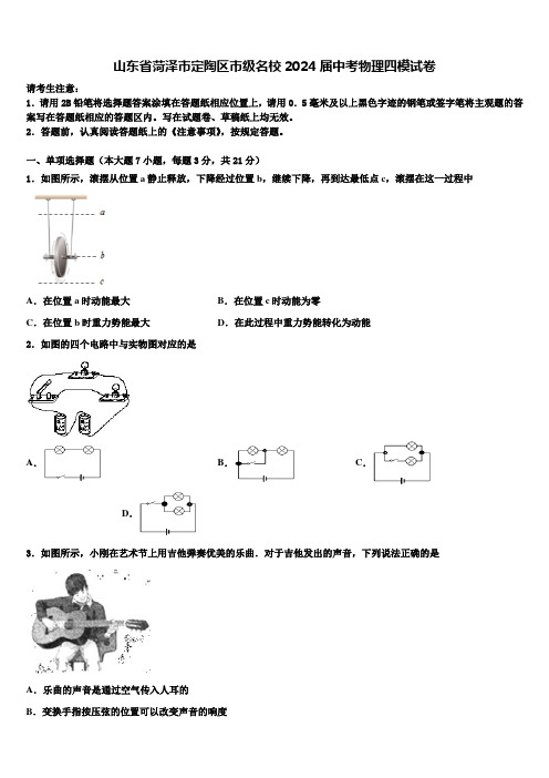 山东省菏泽市定陶区市级名校2024届中考物理四模试卷含解析