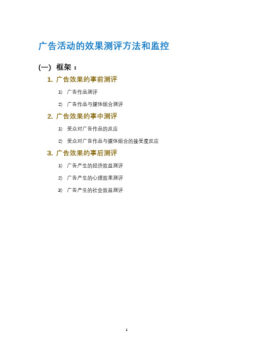 广告活动的效果测评方法和监控
