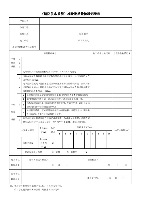 (消防供水系统)检验批质量检验记录表