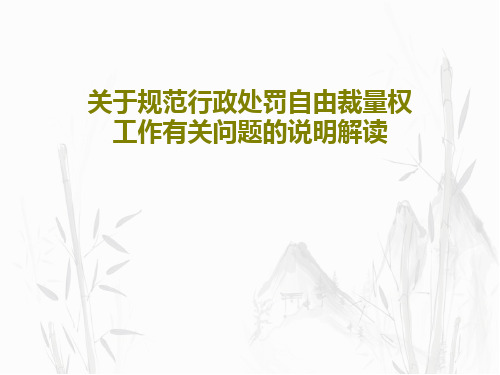 关于规范行政处罚自由裁量权工作有关问题的说明解读30页PPT