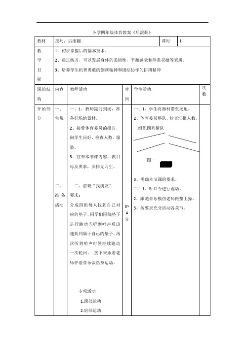 小学体育_《后滚翻》教学设计学情分析教材分析课后反思