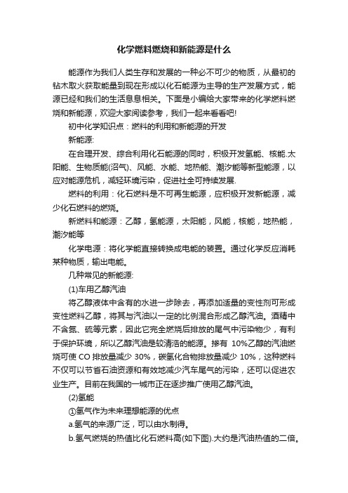 化学燃料燃烧和新能源是什么