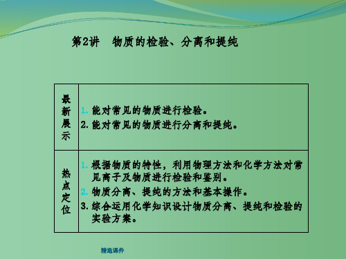 高三化学一轮复习 第十章 第2讲 物质的检验、分离和提纯 鲁科版