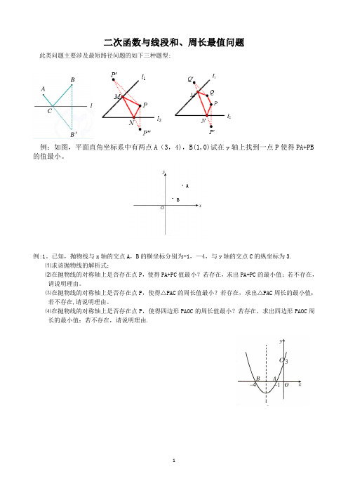 二次函数线段和最值--最短路径