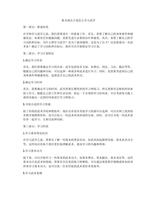 豪杰成长计划怎么学习武学