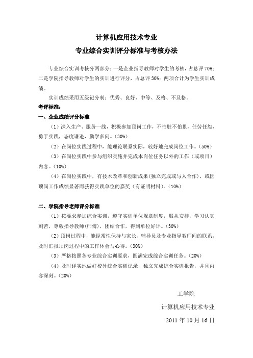 计算机应用技术专业综合实训考核办法