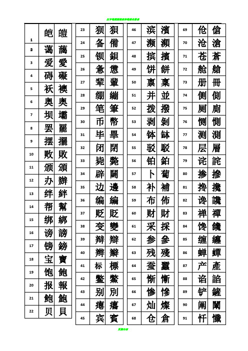 汉字简繁体对照表