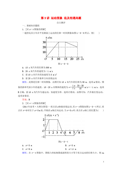 【高考导练】2017年高考物理一轮复习 第一章 运动的描述 匀变速直线运动的研究 第3讲 运动图象 追及相遇问题自主测评 新人教版必修1