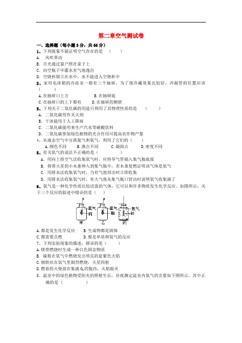 七年级科学下册 第二章《空气》测试题1 华东师大版