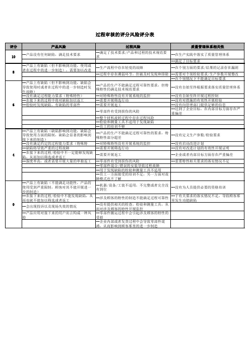 过程审核风险评分表