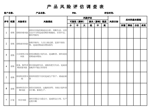 产品风险评估表