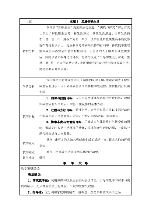 小学六年级上册综合实践活动课程全册教案2