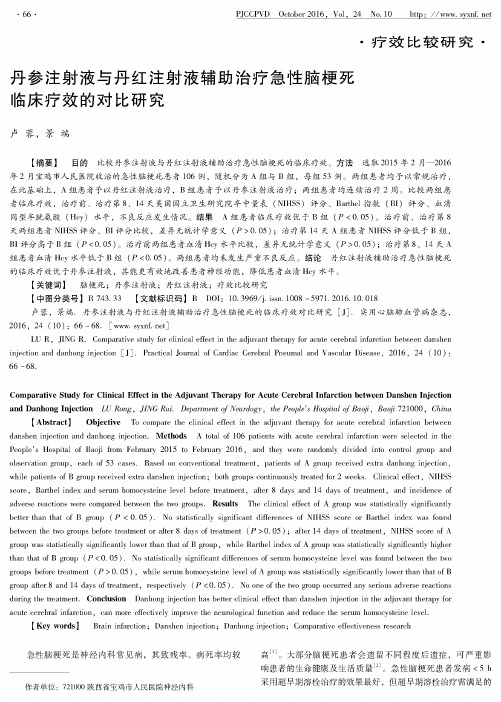 丹参注射液与丹红注射液辅助治疗急性脑梗死临床疗效的对比研究