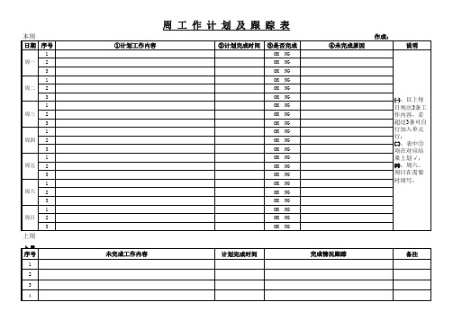 周工作计划及跟踪表