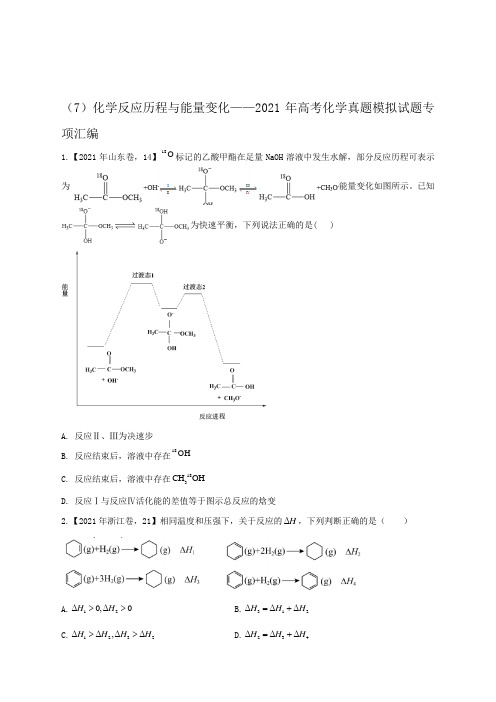 (7)化学反应历程与能量变化——2021年高考化学真题模拟试题