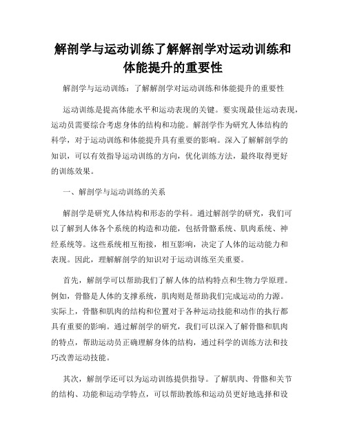 解剖学与运动训练了解解剖学对运动训练和体能提升的重要性