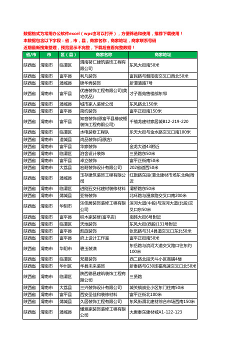 2020新版陕西省渭南市装修工商企业公司商家名录名单黄页联系电话号码地址大全366家