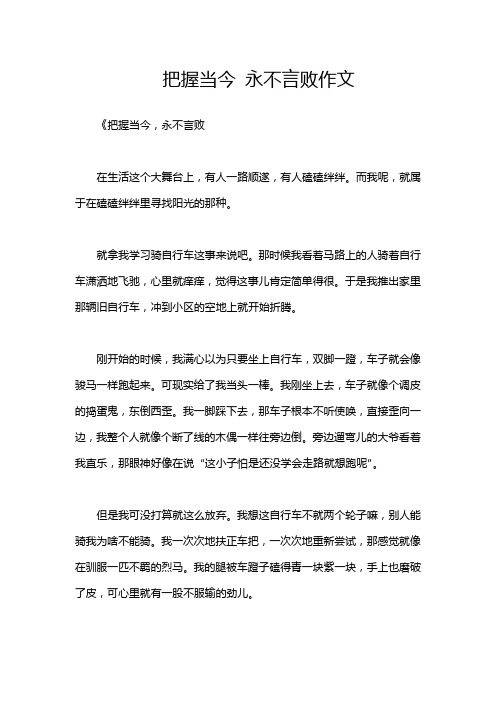 把握当今 永不言败作文