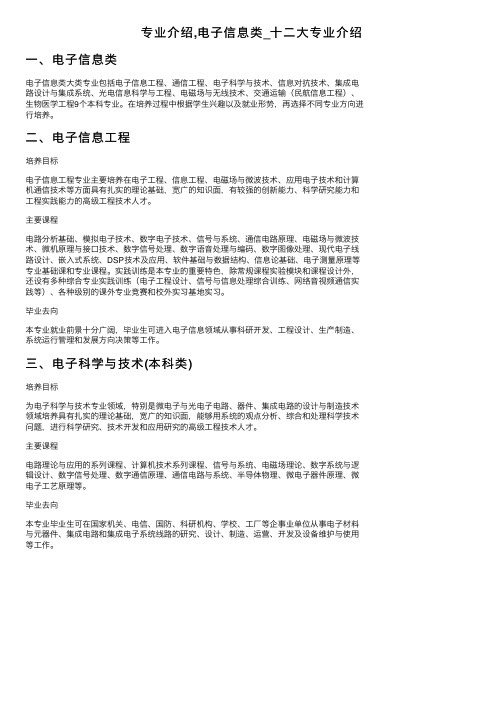 专业介绍,电子信息类_十二大专业介绍