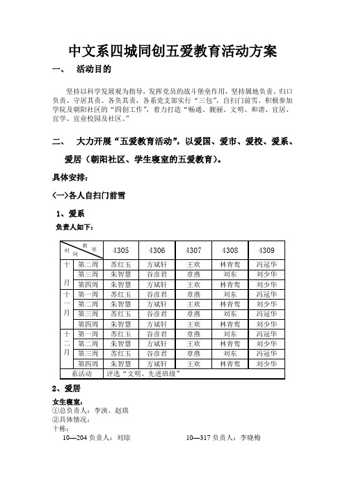 中文系四城同创五爱教育活动方案