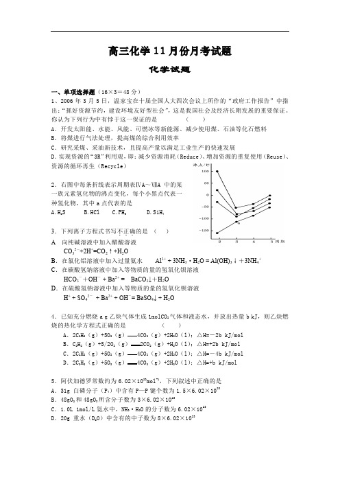 高三化学11月份月考试题.doc