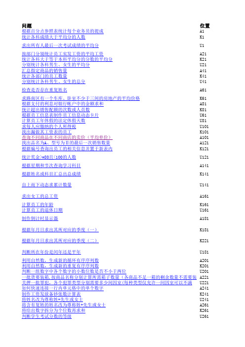 excel函数习题-excel函数练习汇总-珍藏版-exc