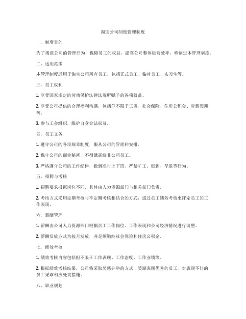 淘宝公司制度管理制度