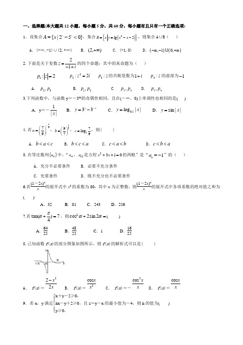 山西省太原市第五中学高三下学期4月阶段性检测试题理(数学)