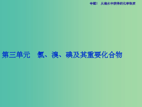 高考化学总复习 必修部分 专题2 从海水中获得的化学物质 第三单元 氯、溴、碘及其重要化合物课件 苏