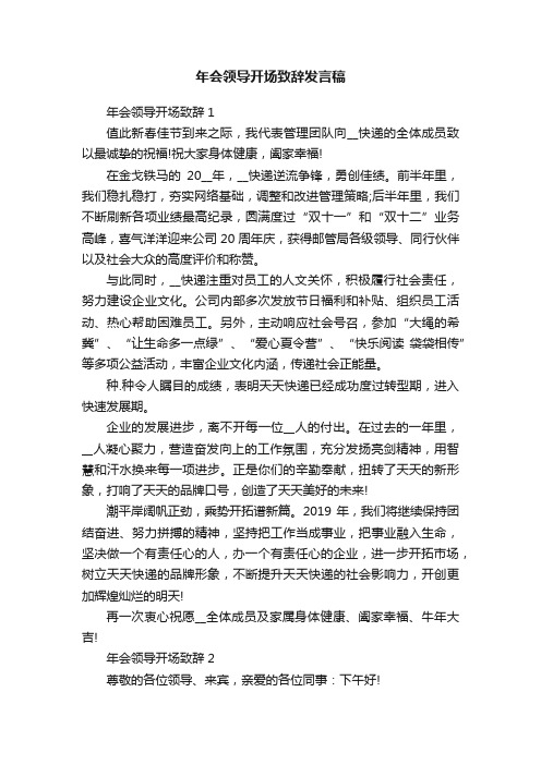 年会领导开场致辞发言稿