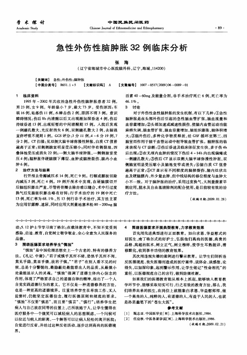 急性外伤性脑肿胀32例临床分析