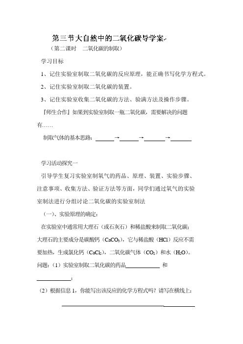 大自然中的二氧化碳学案