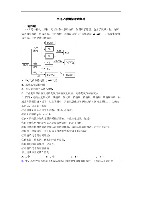 中考化学模拟考试集锦