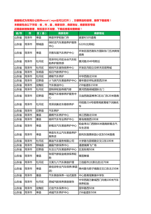 2020新版山东省菏泽市汽车保养工商企业公司商家名录名单联系电话号码地址大全322家