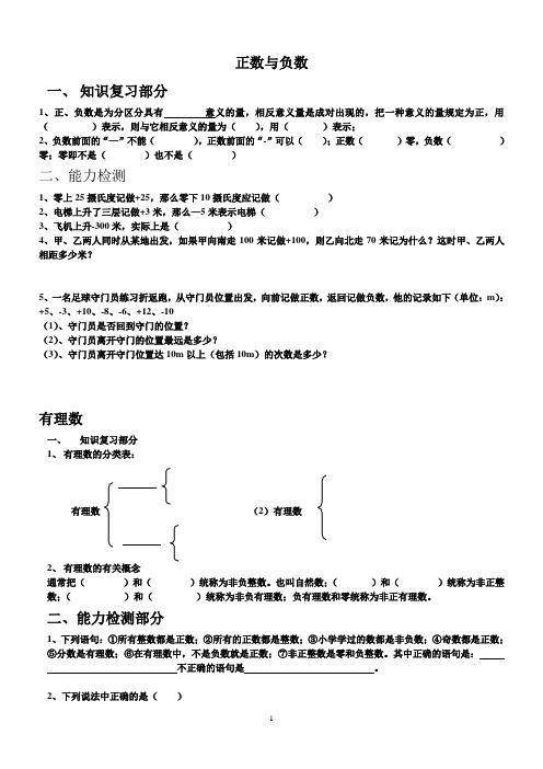 初一数学正负数有理数复习