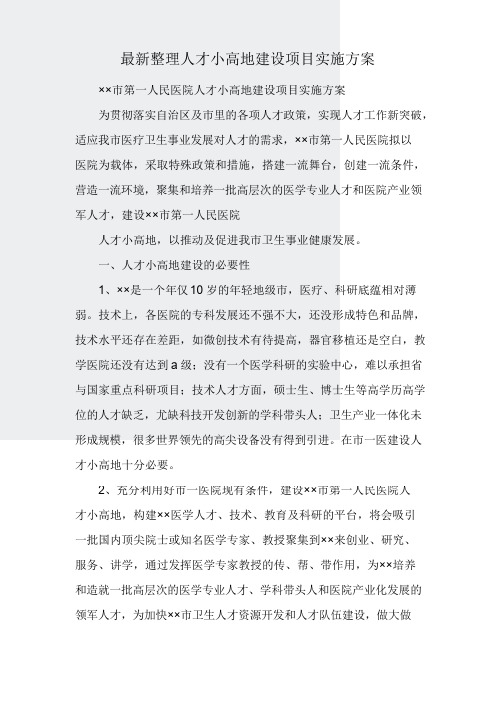 最新整理人才小高地建设项目实施方案docx