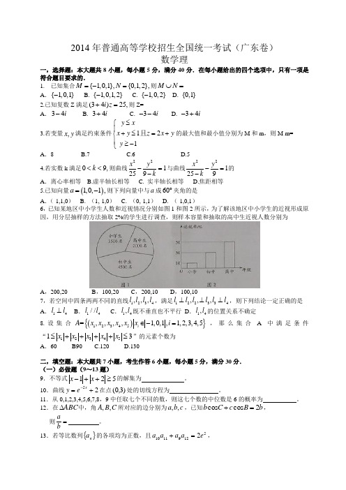 2014年高考理科数学试卷(广东卷)