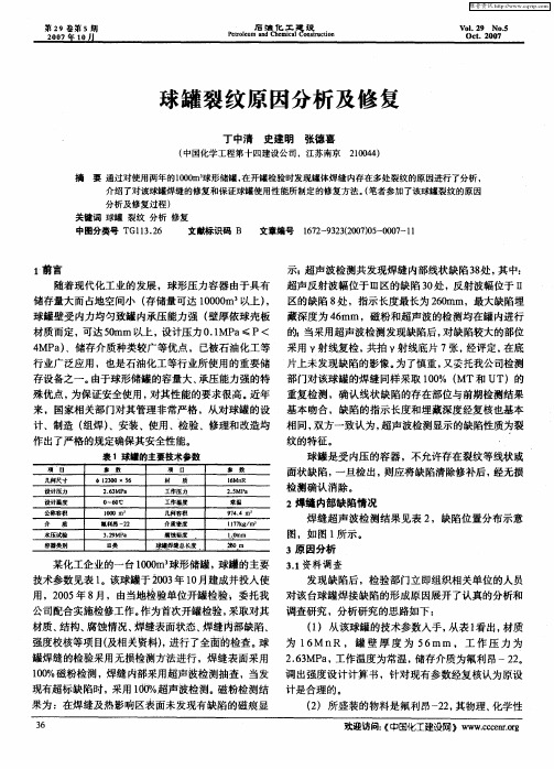 球罐裂纹原因分析及修复