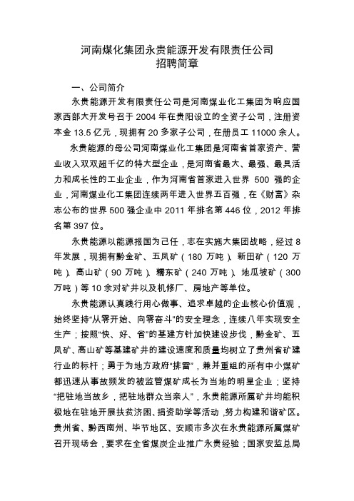 河南煤化集团永贵能源开发有限责任公司