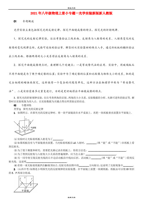 2021年八年级物理上册小专题一光学实验新版新人教版