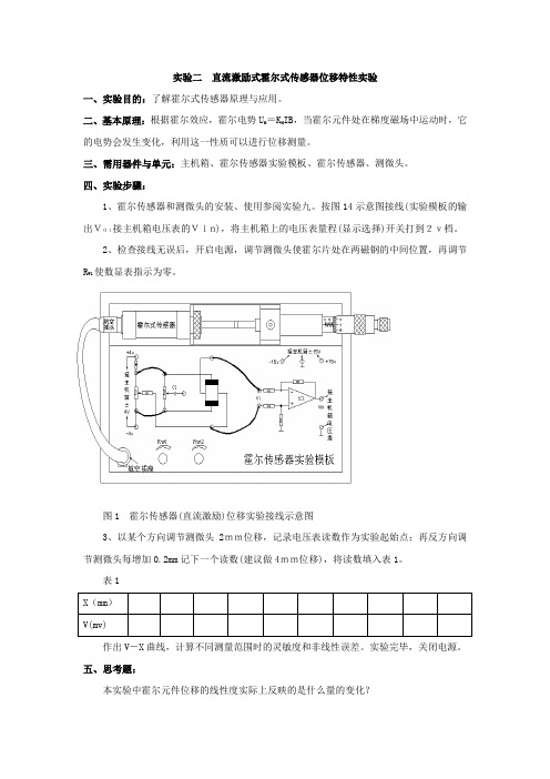 实验一电容式传感器的位移实验