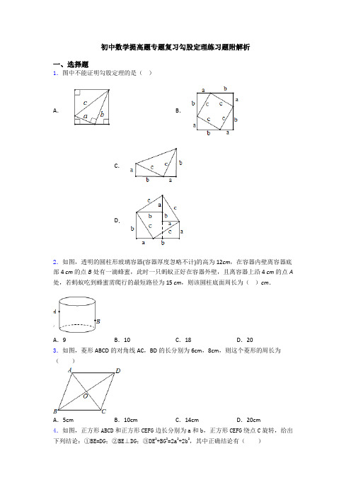 初中数学提高题专题复习勾股定理练习题附解析