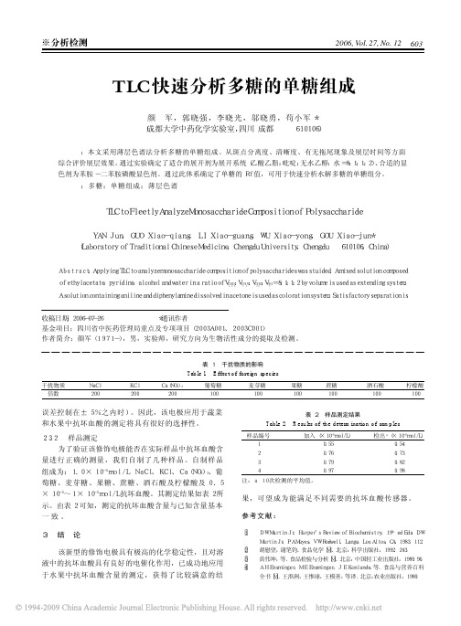 TLC快速分析多糖的单糖组成