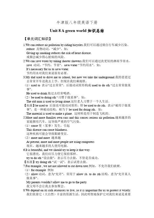 牛津版八年级英语下册Unit 8 知识总结与基础训练